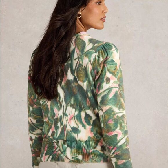 Sz. 6, NWT White Stuff Floral watercolor effect cotton Sweater, Easter - Picture 2 of 12